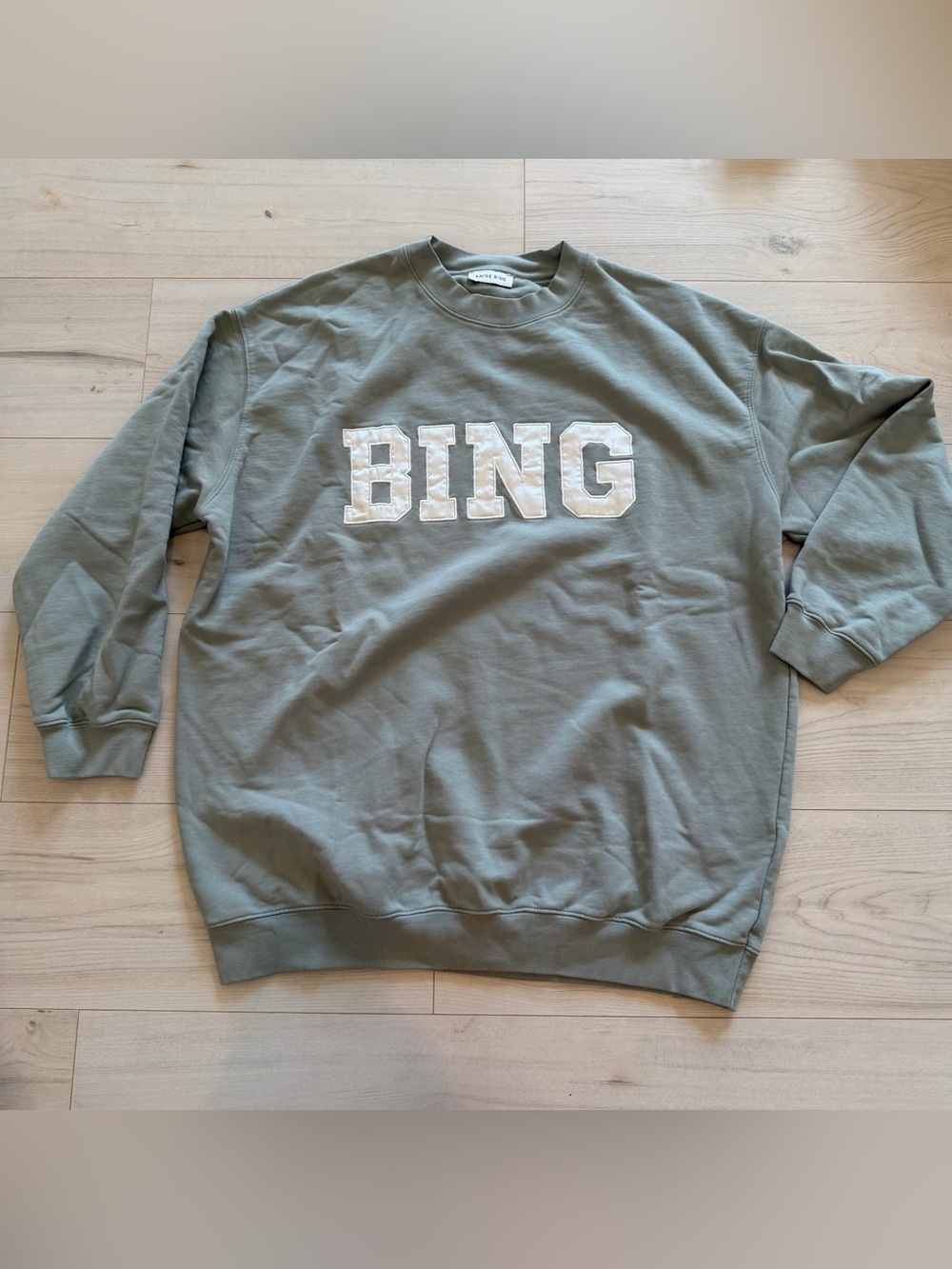 Anine Bing Green W/ BING Appliqué Crewneck Sweatshirt